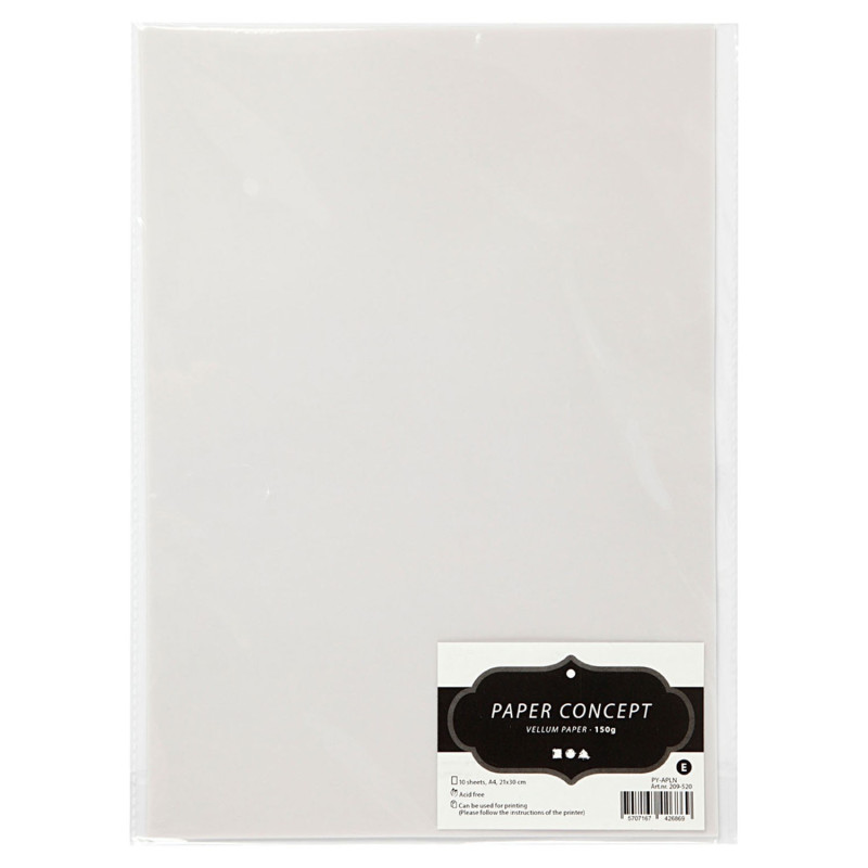 Creativ Company - Vellum Paper Off-white, A4 150 gr, 10 Sheets 209520