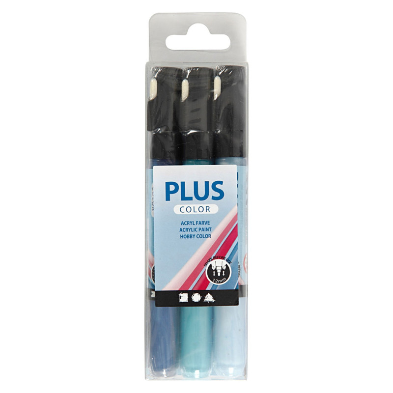 Creativ Company - Plus Color Paint Pens - Sky Blue,Navy Blue,Turquoise 39896
