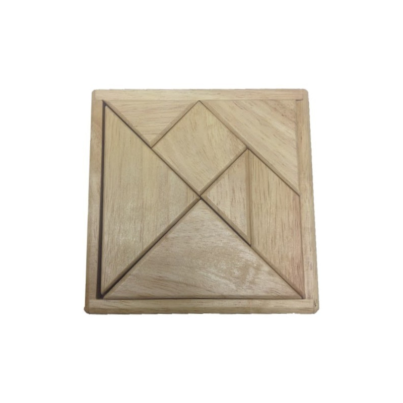 HOT GAMES Tangram en bois Hévéa, pièc.nat.12 cm.+208 Ex.