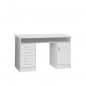 ALICANTE Bureau a cles, 1 porte, 4 tiroirs - Decor papier blanc - L 126 x P 55 x H 76 cm