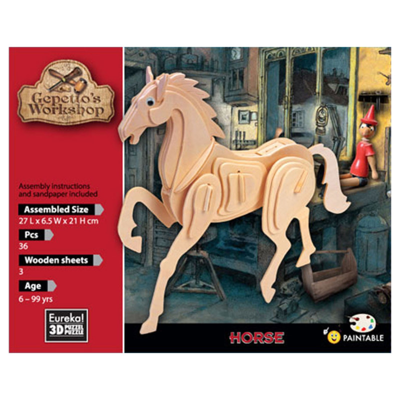 Eureka - Gepetto's Jeux de construction en bois Kit 3D - cheval 52473164