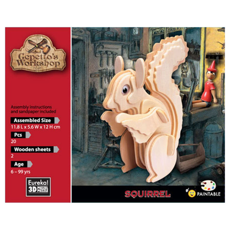Eureka - Gepetto's Jeux de construction en bois Kit 3D - écureuil 52473145