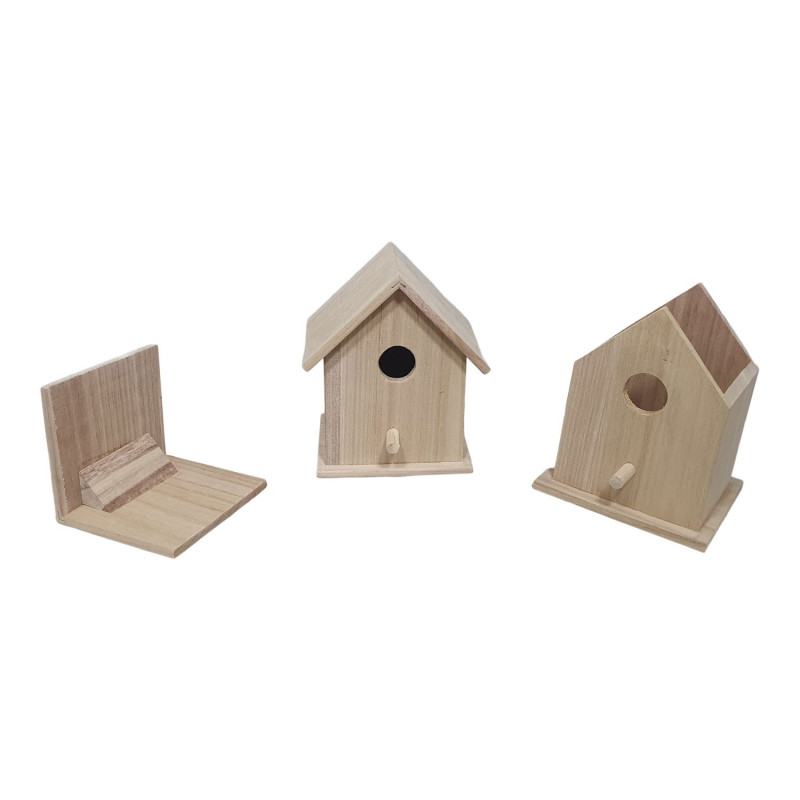 Playwood - Maison pour oiseau en bois carrée avec toit amovible sl175