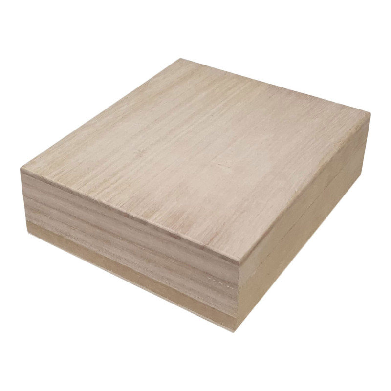 Playwood - Boîte carrée avec couvercle amovible en bois de Paulownia sl046A