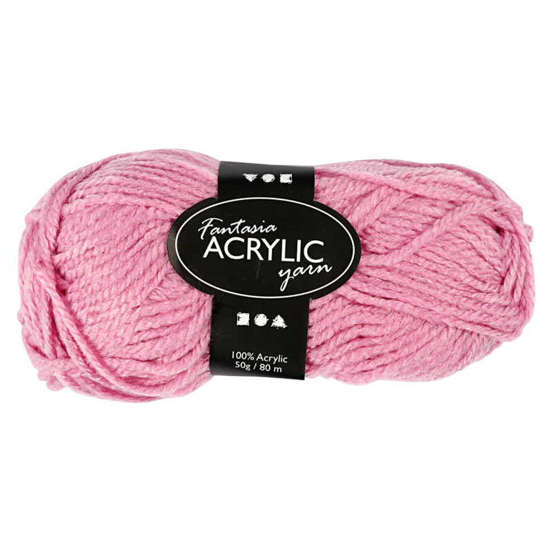 Creativ Company - Acrylic yarn, Pink, 50gr, 80m 421770