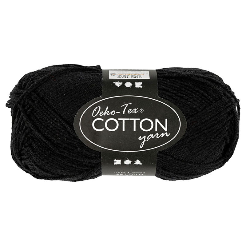 Creativ Company - Cotton yarn, Black, 50gr, 170m 431310
