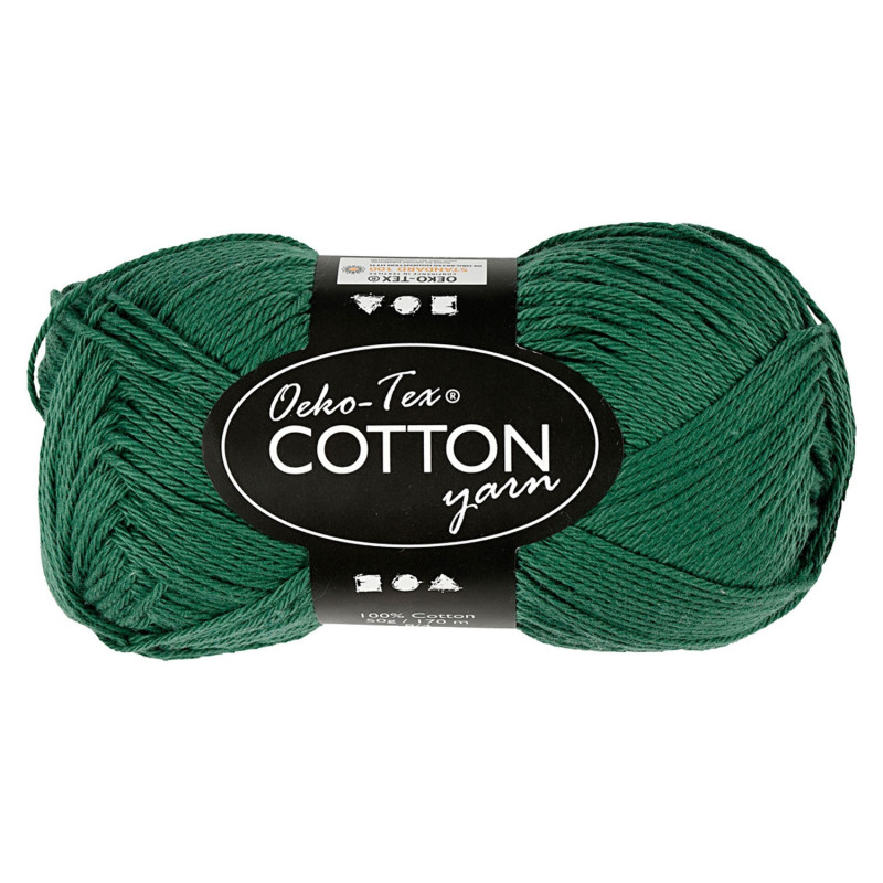 Creativ Company - Cotton yarn, Dark green, 50gr, 170m 431290