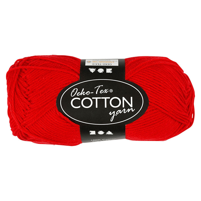 Creativ Company - Cotton yarn, Dark red, 50gr, 170m 431240