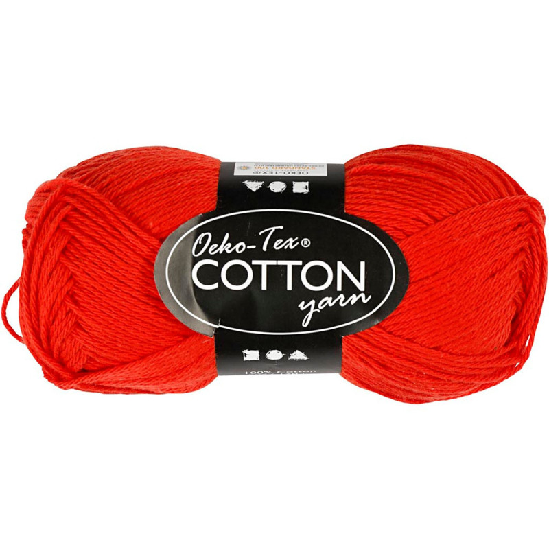 Creativ Company - Cotton yarn, Red, 50gr, 170m 431080