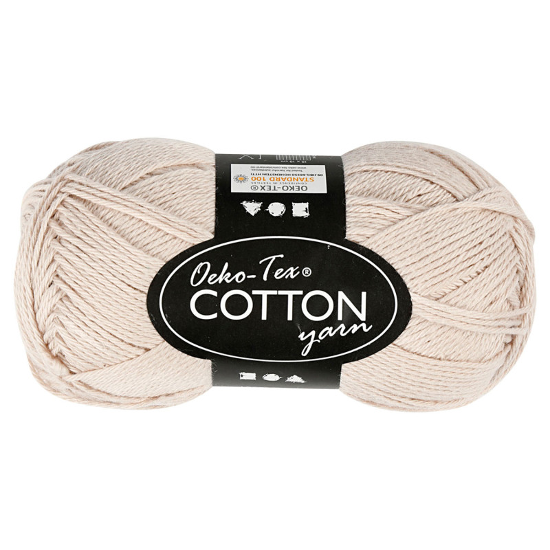 Creativ Company - Cotton yarn, Sand colour, 50gr, 170m 431050