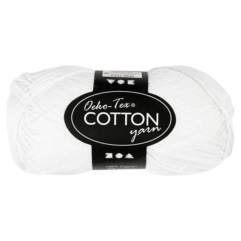 Creativ Company - Cotton yarn, White, 50gr, 170m 431020