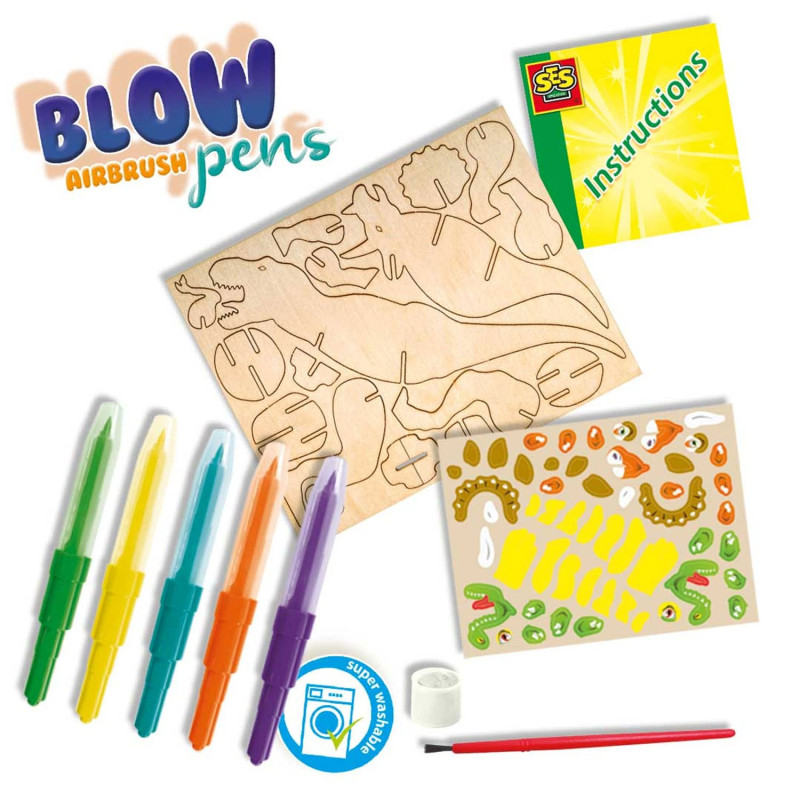 SES Blow Airbrush Blow Pens Dinosaurs 14284