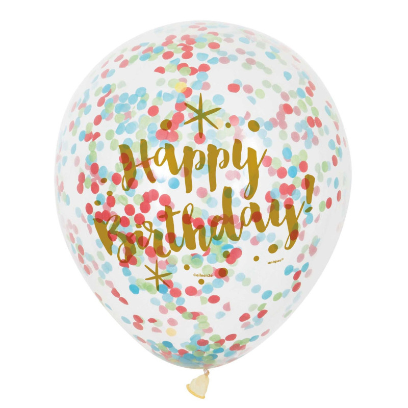 HAZA Confetti Balloons Happy Birthday, 6st.