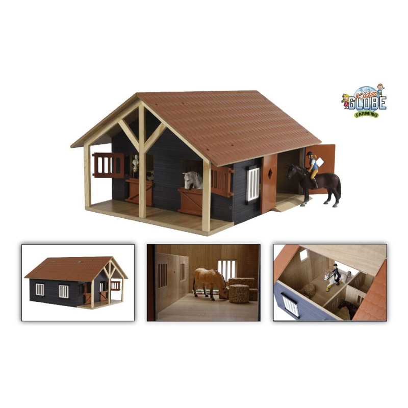 Kids Globe Horse stable with 2 Boxes and Storage, 1:24