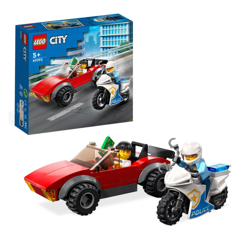 Lego - LEGO City 60392 Pursuit Car on Police Motorcycle 60392