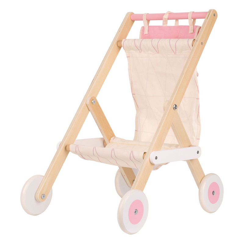 Classic World Wooden Doll Buggy White/Pink 50549