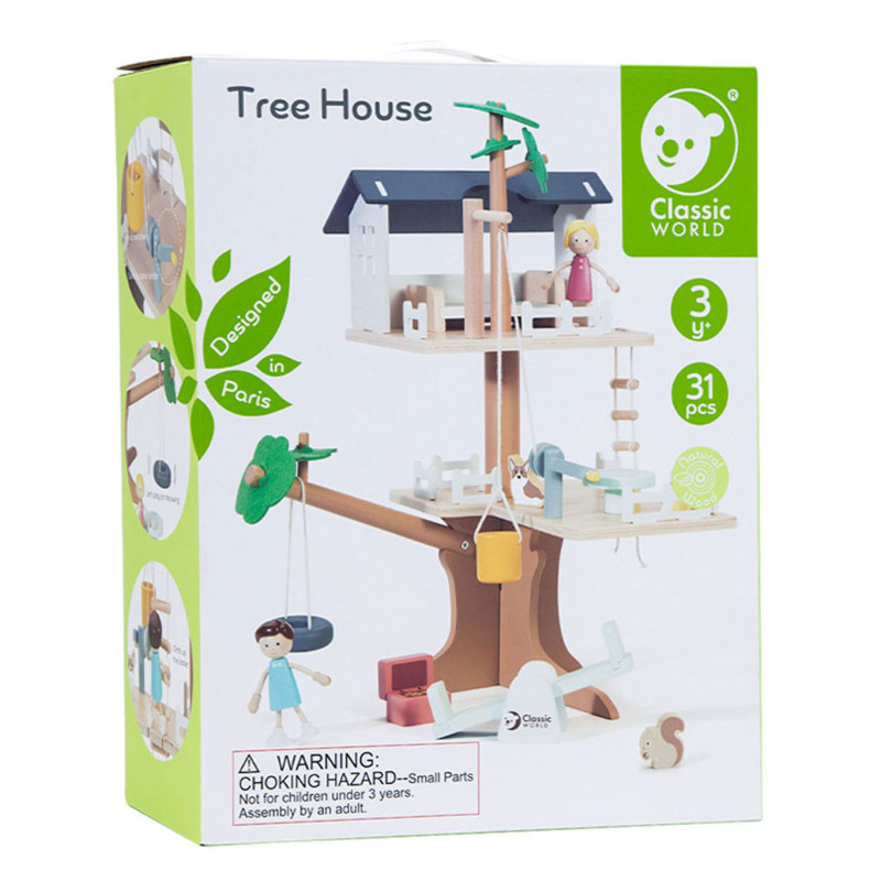 Classic World Wooden Dollhouse Tree House, 31pcs. 50566