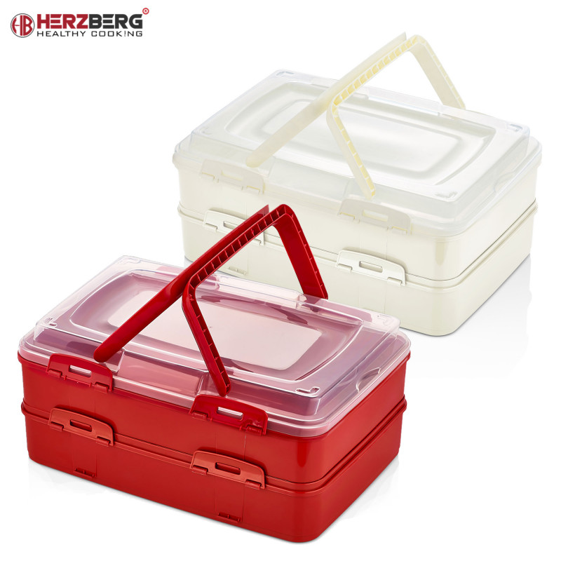 Herzberg HG-L718 : Boîte de transport de pâtisseries à emporter en duplex Rouge