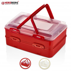 Herzberg Cooking Herzberg HG-L718 : Boîte de transport de pâtisseries à emporter en duplex Rouge
