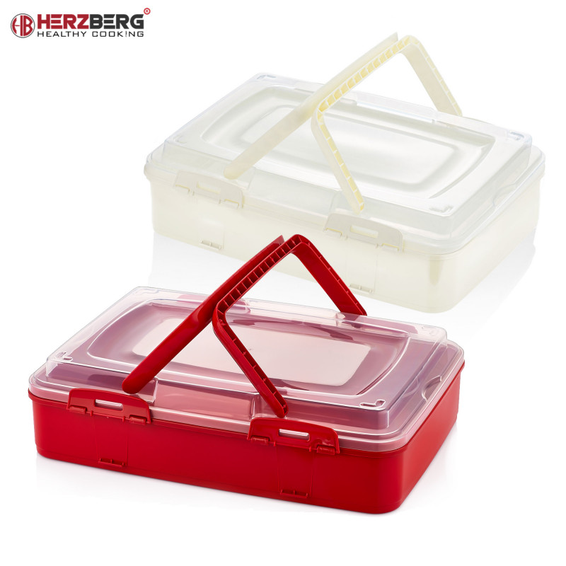Herzberg HG-L719 : Boîte de transport de pâtisseries à emporter à un niveau Rouge