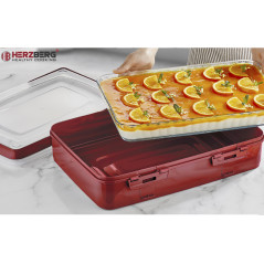 Herzberg Cooking Herzberg HG-L719 : Boîte de transport de pâtisseries à emporter à un niveau Rouge