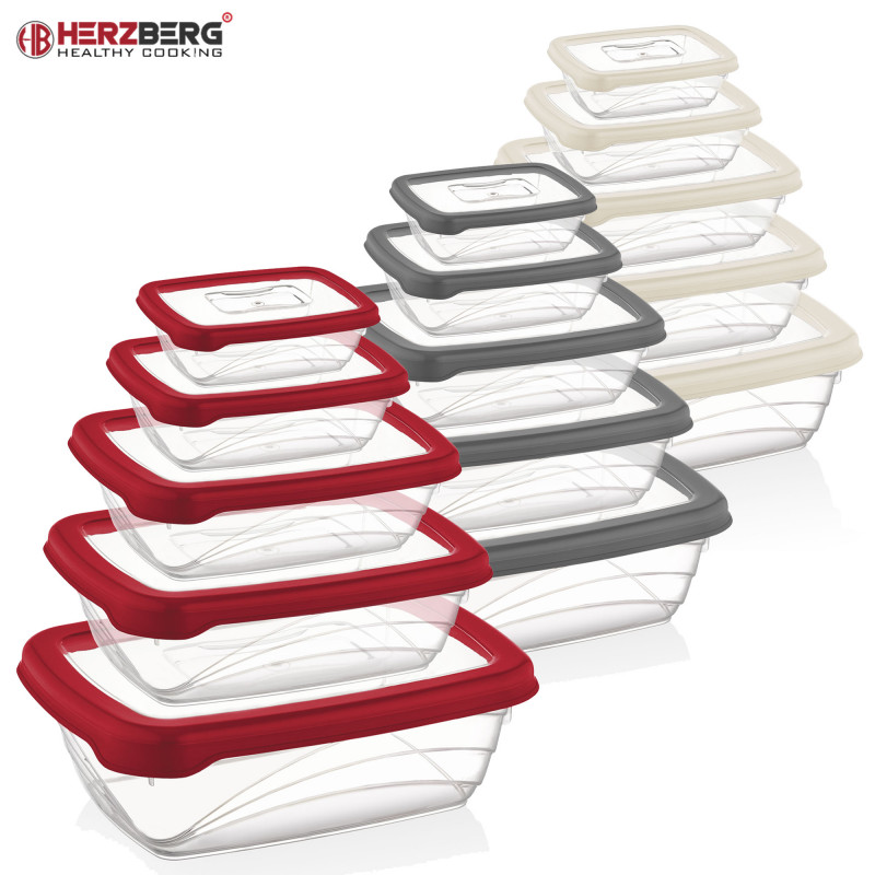 Herzberg HG-L763 : 5 Pièces Bio Saver Box Set Rouge