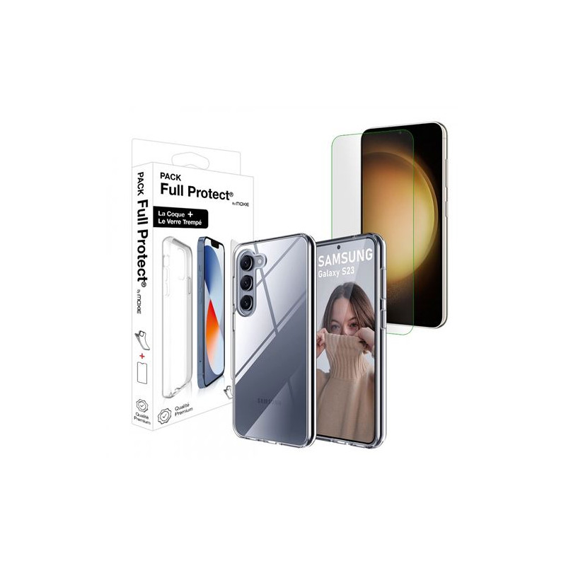 Pack Coque Moxie pour Samsung Galaxy S23 Transparent + Verre trempé 2.5D