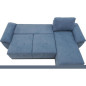 Canapé d'angle convertible réversible 4 places ARIEL - Tissu Bleu - Coffre de rangement - L 257 x P 159 x H 88 cm