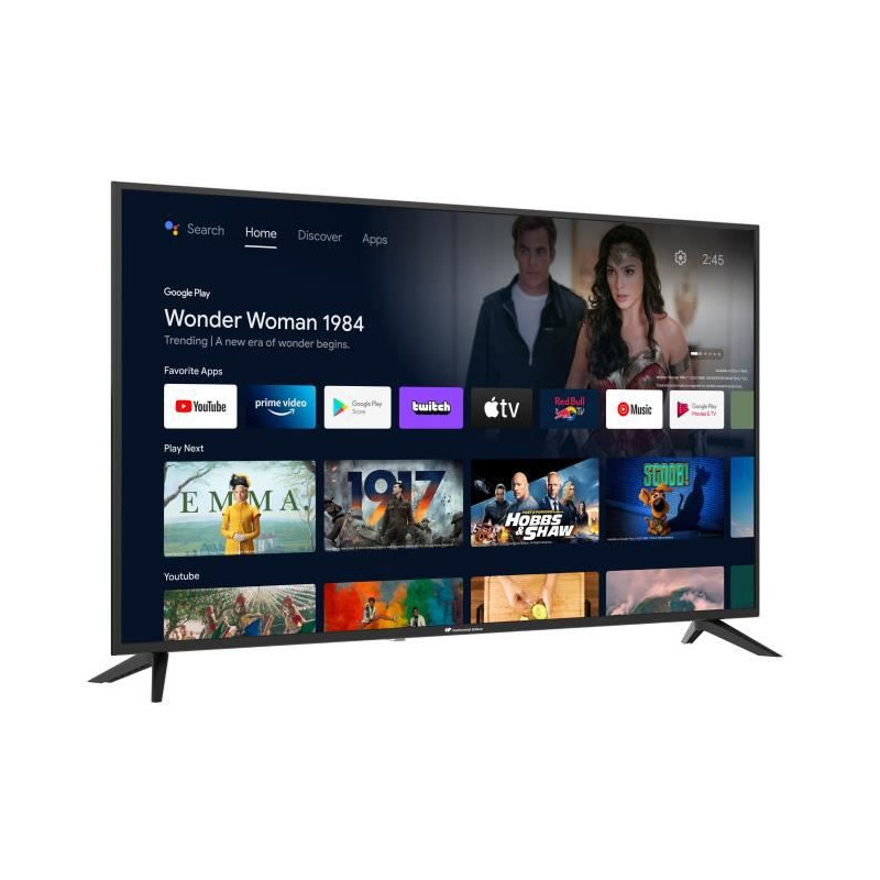 Continental Edison - TV LED UHD 4K 50' (126 cm) - SmartTV Android - 3xHDMI, 2xUSB - Noir