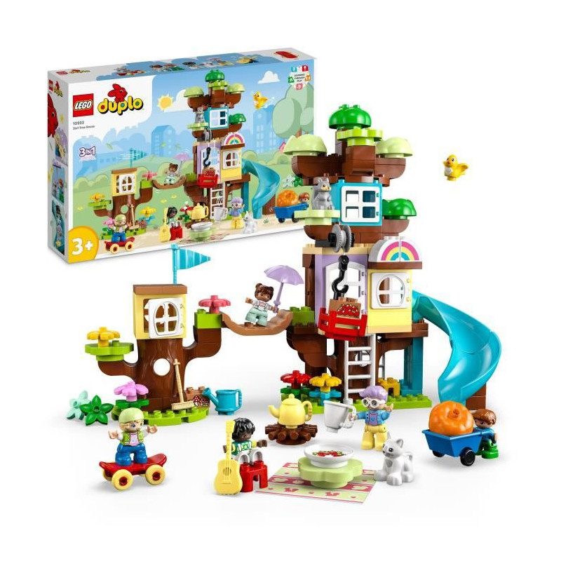 LEGO DUPLO 10993 La Cabane dans l'Arbre 3-en-1, Jouet Éducatif pour Enfants Des 3 Ans, avec Briques