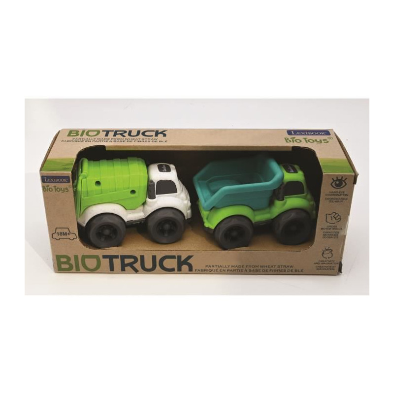 Pack de 2 camions en fibres de blé, recyclable et biodégradable