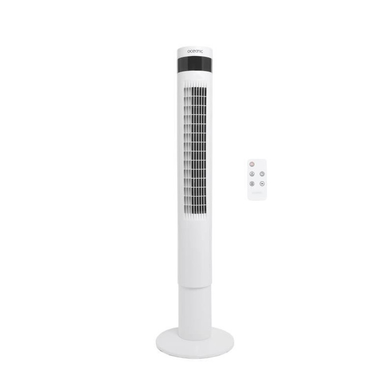 Ventilateur colonne OCEANIC - 50W - Hauteur 110 cm - Oscillation automatique - Télécommande - Minuterie - Blanc