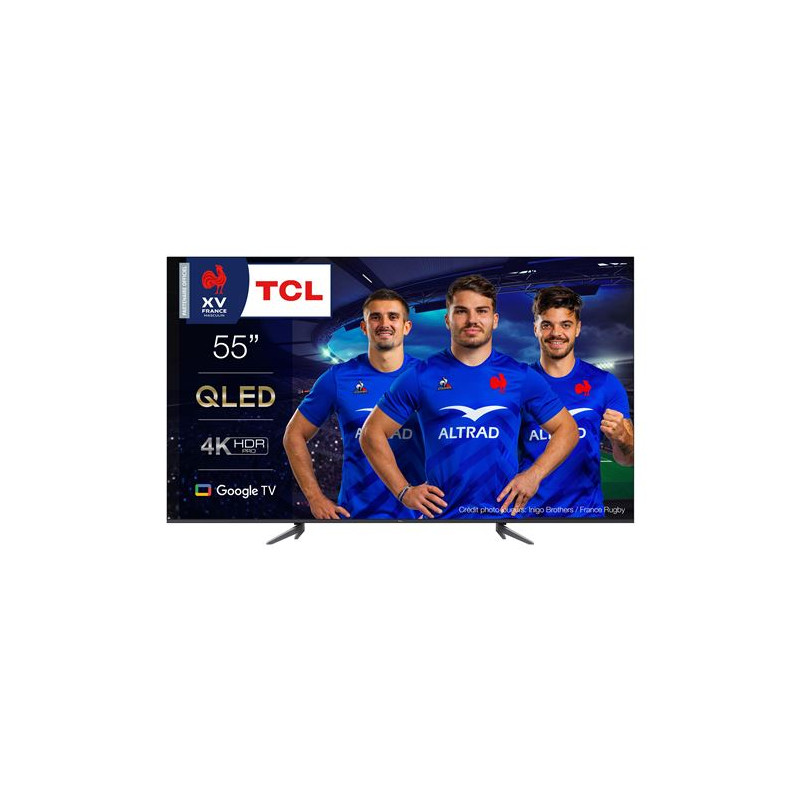 TV QLED TCL 55C645 139 cm 4K UHD Google TV 2023 Aluminium brossé