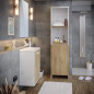 MYSTIC Meuble haut de salle de bain 2 Portes -L 35 x P 30 x H 180 cm - Mélaminé chene et blanc