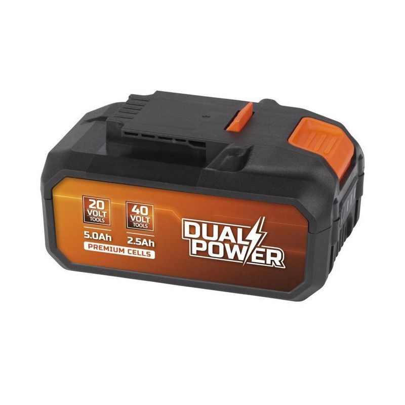 Batterie 2x20V 2,5Ah pour outil 40V ou 5Ah sur outil 20V Dual Power POWDP9037 - Compatible avec outils 40 V & 20 V