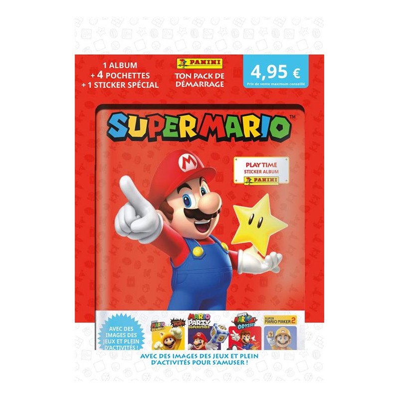 Album Stickers à collectionner Panini Super Mario avec 4 pochettes et 1 sticker édition limitée