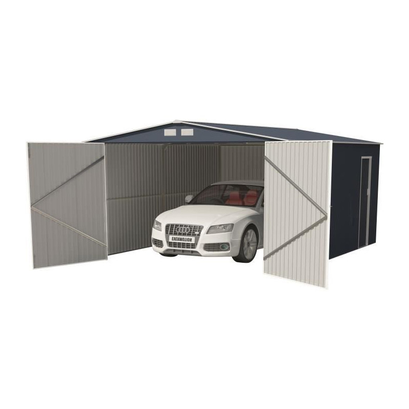 Garage en métal 18,2 m² - Avec kit d'ancrage inclus