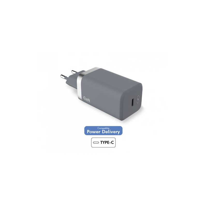 Chargeur maison Force Power 20W compatible Power Delivery Gris Anthracite + Câble renforcé USB