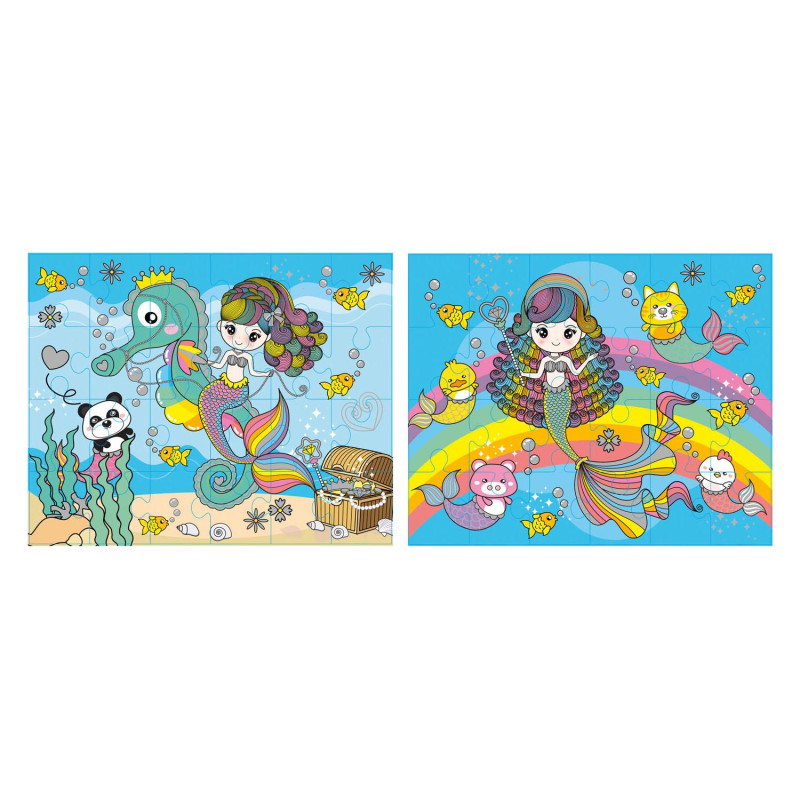 Grafix - Glitter Puzzle Set Mermaid, 2x24st. 400015-mermaid