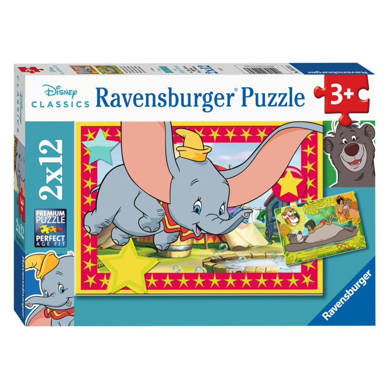 Ravensburger - Disney Classics: Dumbo and Jungle Book Jigsaw Puzzle, 2x12pcs. 55753