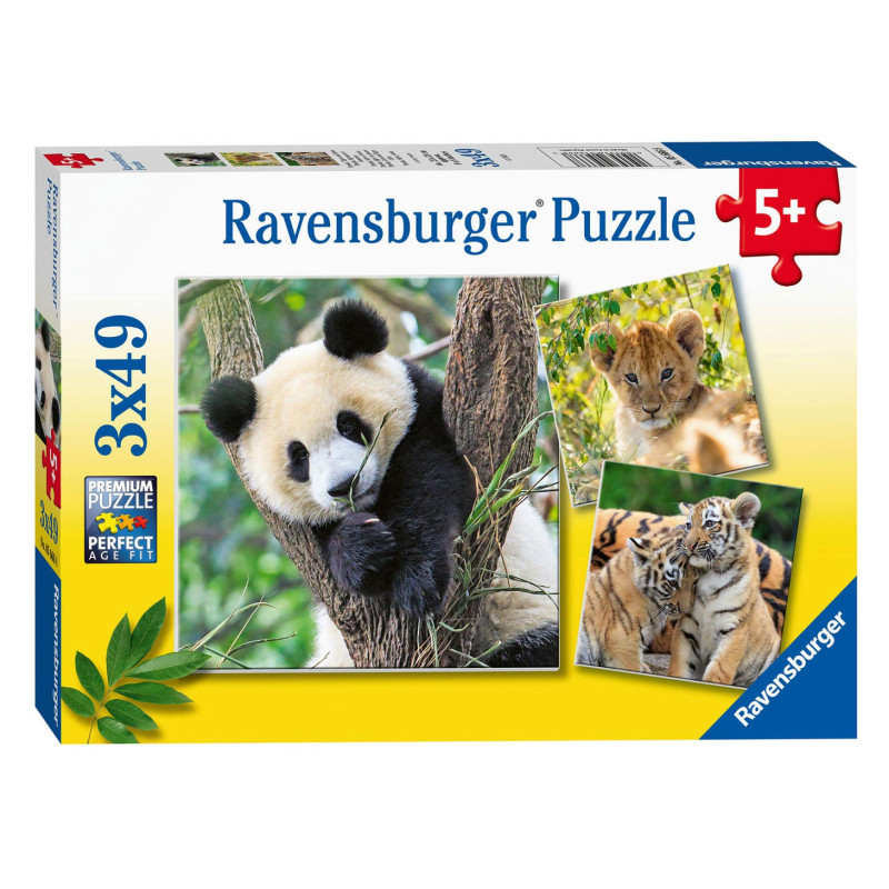 Ravensburger Puzzle Panda, Tiger and Lion, 3x49st. 56668