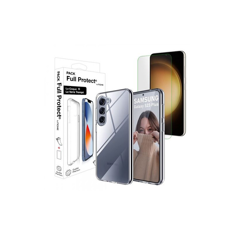 Pack Coque Moxie Samsung Galaxy S23+ Transparent + Verre trempé 2.5D
