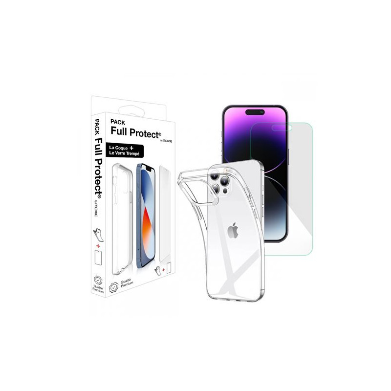 Pack Coque Moxie pour iPhone 14 Pro Transparent + Verre trempé 2.5D