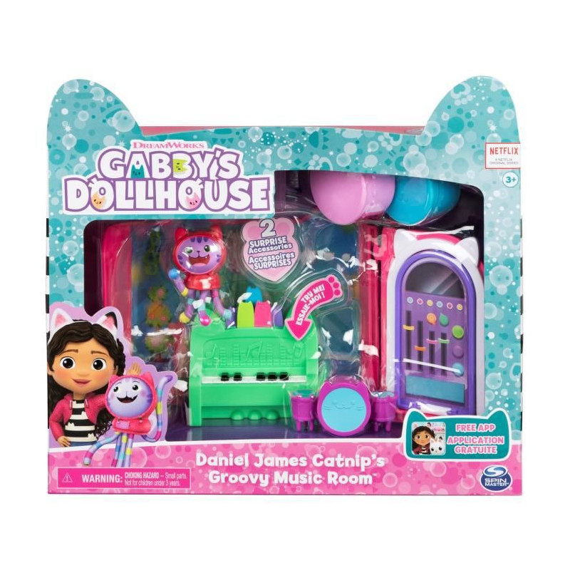 Gabby et la Maison Magique - Playset Deluxe La Salle de Musique de DJ Miaou - 1 figurine + accessoires