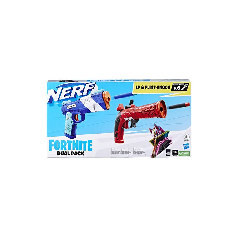 Nerf Fortnite Dual Pack, inclut 2 blasters Nerf, 6 fléchettes en mousse Nerf Elite