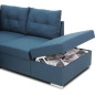 Canapé d'angle convertible réversible 4-5 places MITCHELL - Tissu Bleu - Coffre de rangement - L 245 x P 205 x H 93 cm
