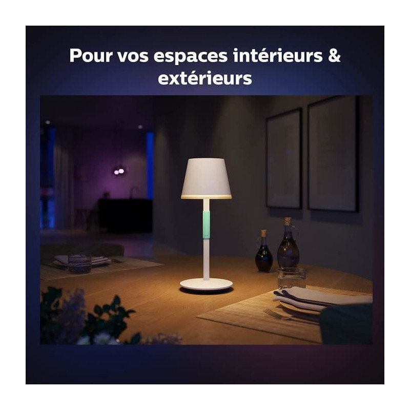 Philips White and Color Ambiance, lampe a poser portable Hue Belle, compatible Bluetooth, blanche