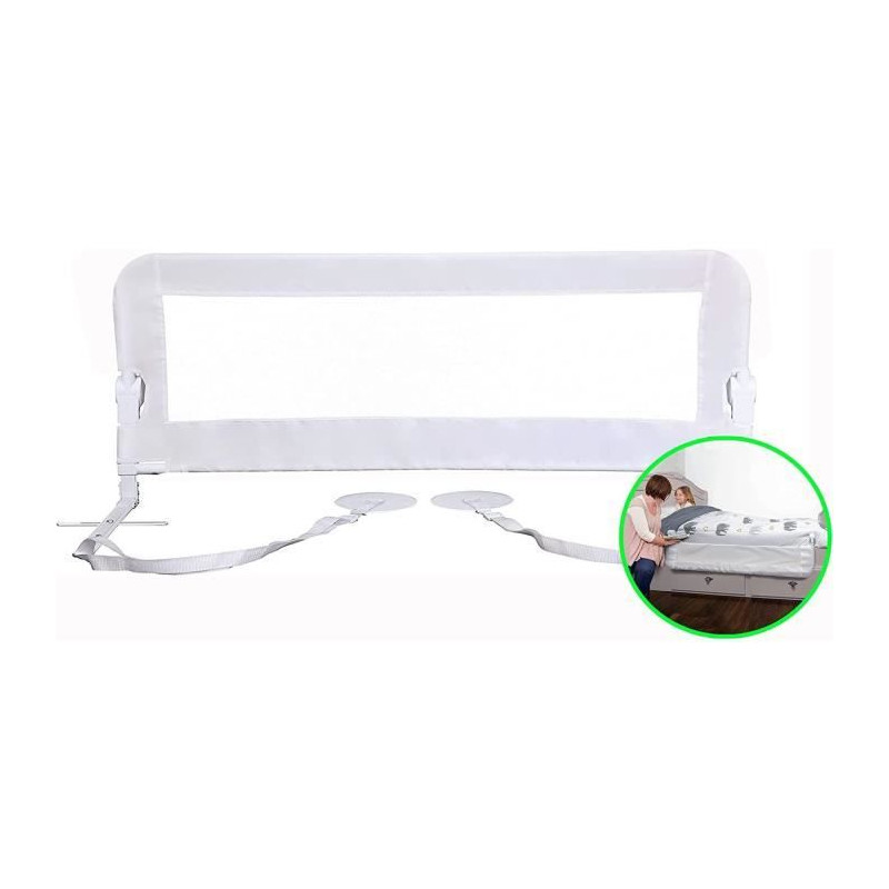 DREAMBABY Barriere de lit Extra large NICOLE - Pliable et portable - L 150 x H 50 cm - Blanche