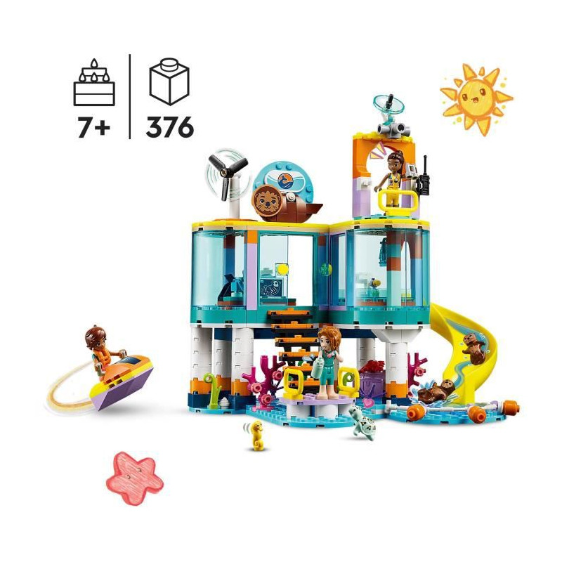LEGO Friends 41736 Le Centre de Sauvetage en Mer, Jouet de Vétérinaire Animaux, Enfants 7 Ans