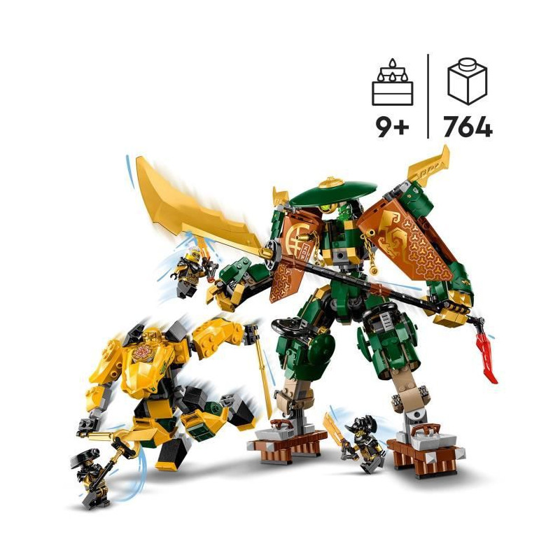 LEGO NINJAGO 71794 L'Équipe de Robots des Ninjas Lloyd et Arin, Jouet de Ninja pour Enfants